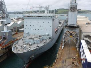 RFA Cardigan Bay in dry dock for a refit,